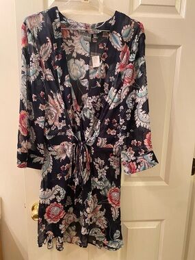 Soho Navy Floral Tie-Front Tunic